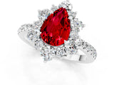 White gold Pear Cut Cut Diamond Floral Halo Pave Band with Prong Setting_1