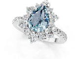 White gold Pear Cut Cut Diamond Floral Halo Pave Band with Prong Setting_1