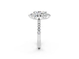 White gold Pear Cut Cut Diamond Floral Halo Pave Band with Prong Setting_2