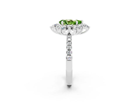 White gold Pear Cut Cut Diamond Floral Halo Pave Band with Prong Setting_2