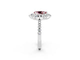 White gold Pear Cut Cut Diamond Floral Halo Pave Band with Prong Setting_2