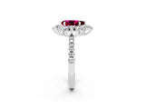 White gold Pear Cut Cut Diamond Floral Halo Pave Band with Prong Setting_2