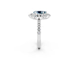 White gold Pear Cut Cut Diamond Floral Halo Pave Band with Prong Setting_2