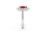 White gold Pear Cut Cut Diamond Floral Halo Pave Band with Prong Setting_2