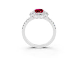 White gold Pear Cut Cut Diamond Floral Halo Pave Band with Prong Setting_3