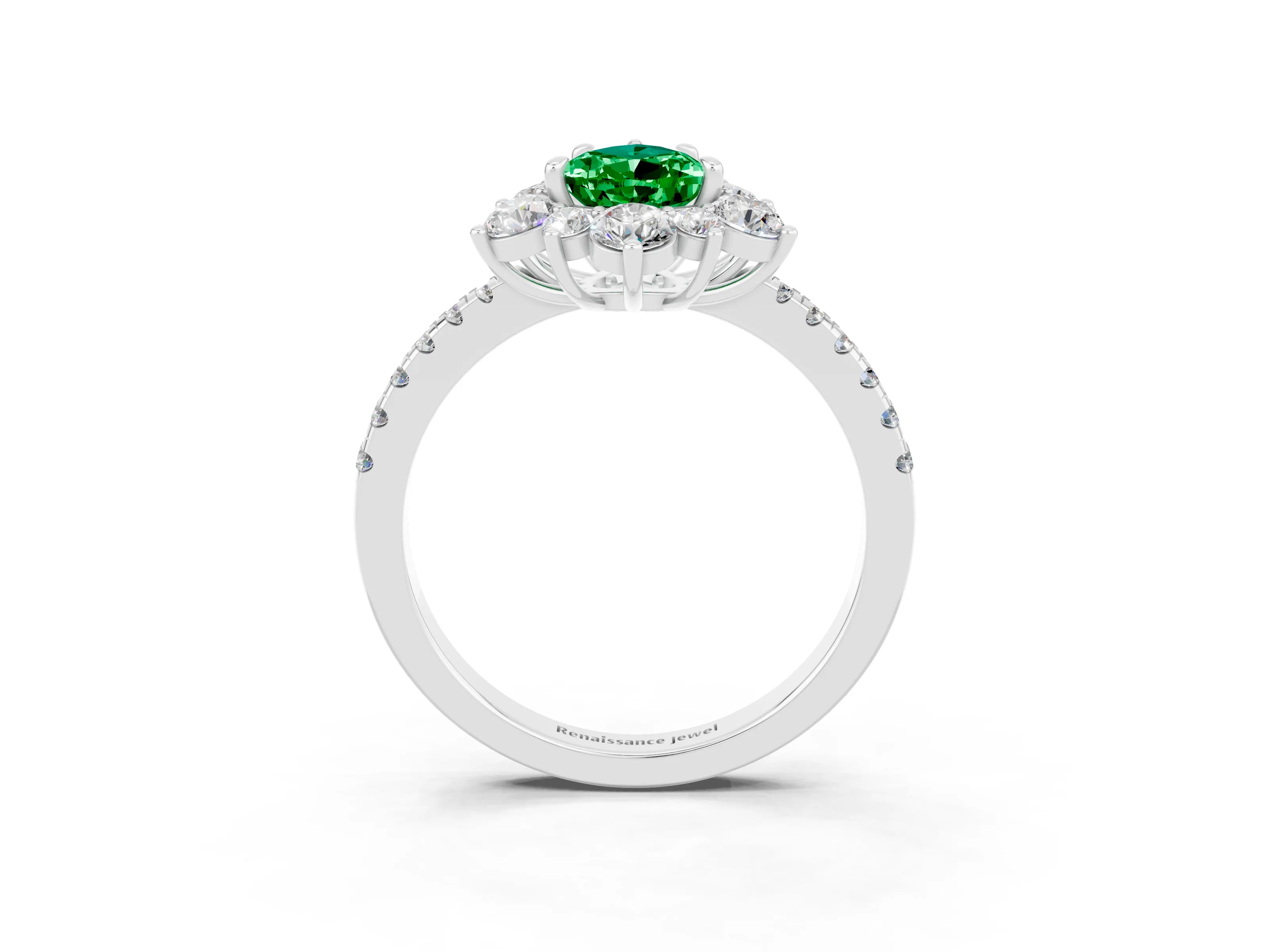 White gold Pear Cut Cut Diamond Floral Halo Pave Band with Prong Setting_3