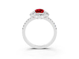 White gold Pear Cut Cut Diamond Floral Halo Pave Band with Prong Setting_3