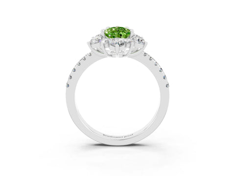 White gold Pear Cut Cut Diamond Floral Halo Pave Band with Prong Setting_3