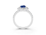 White gold Pear Cut Cut Diamond Floral Halo Pave Band with Prong Setting_3
