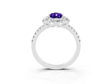 White gold Pear Cut Cut Diamond Floral Halo Pave Band with Prong Setting_3