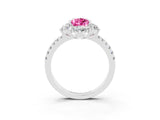 White gold Pear Cut Cut Diamond Floral Halo Pave Band with Prong Setting_3