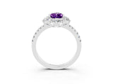 White gold Pear Cut Cut Diamond Floral Halo Pave Band with Prong Setting_3