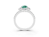 White gold Pear Cut Cut Diamond Floral Halo Pave Band with Prong Setting_3