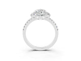 White gold Pear Cut Cut Diamond Floral Halo Pave Band with Prong Setting_3