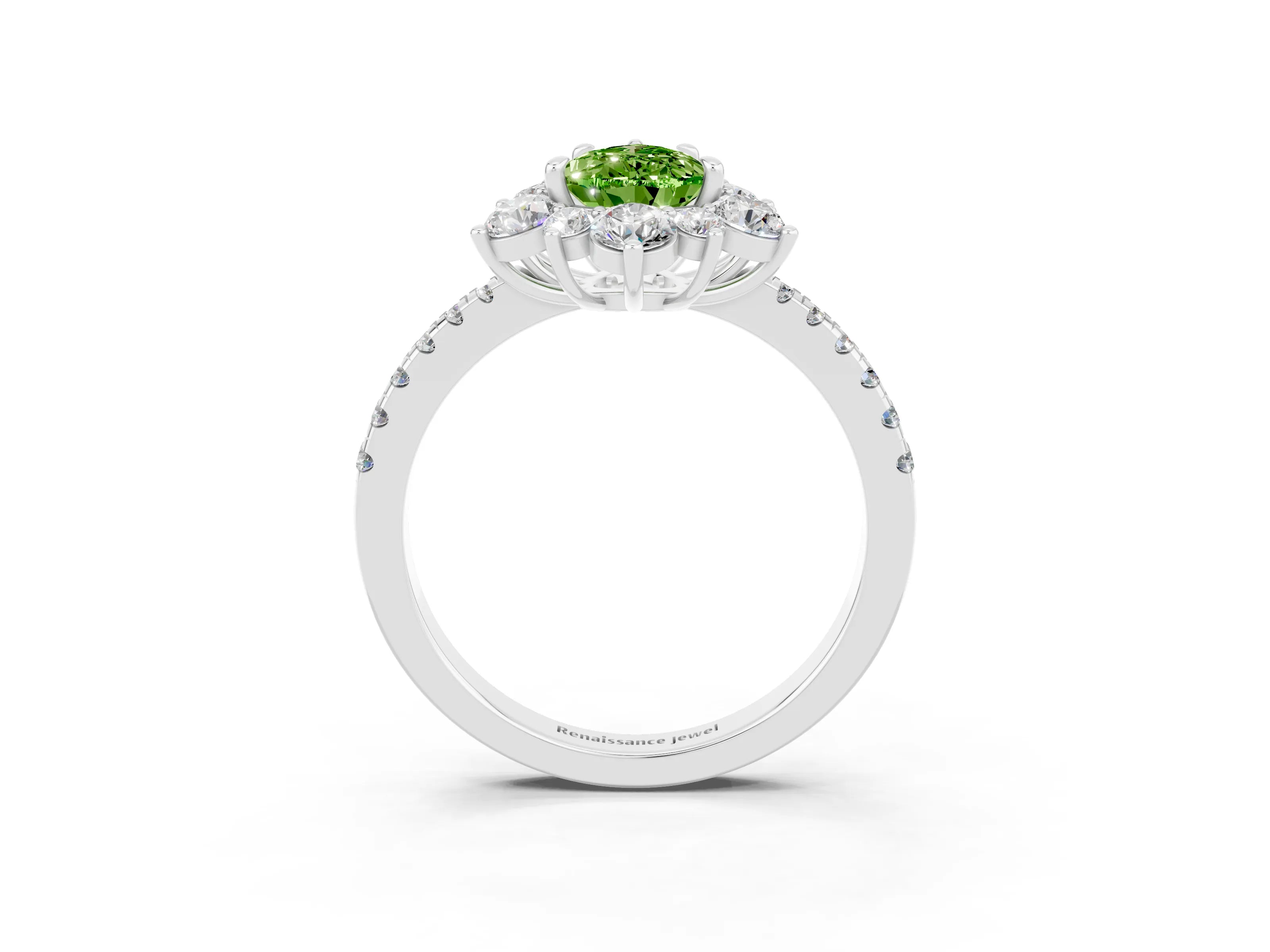 White gold Pear Cut Cut Diamond Floral Halo Pave Band with Prong Setting_3