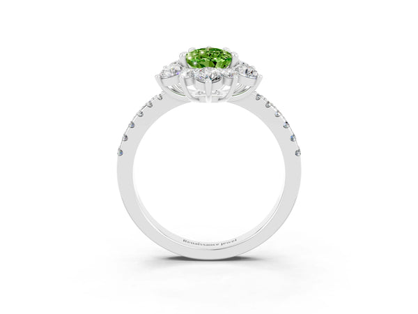 Platinum Pear Cut Cut Diamond Floral Halo Pave Band with Prong Setting