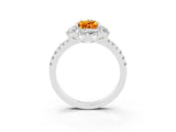 White gold Pear Cut Cut Diamond Floral Halo Pave Band with Prong Setting_3