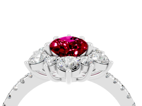 White gold Pear Cut Cut Diamond Floral Halo Pave Band with Prong Setting_4