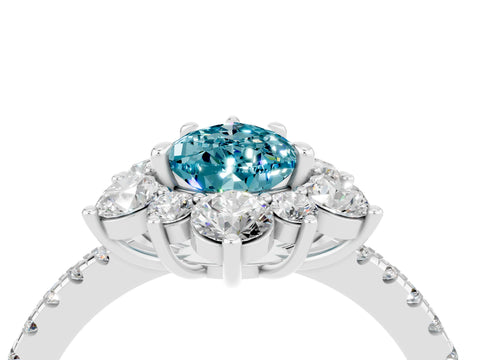 White gold Pear Cut Cut Diamond Floral Halo Pave Band with Prong Setting_4