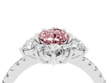 White gold Pear Cut Cut Diamond Floral Halo Pave Band with Prong Setting_4