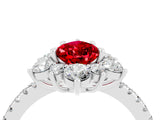 White gold Pear Cut Cut Diamond Floral Halo Pave Band with Prong Setting_4