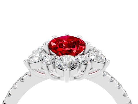 White gold Pear Cut Cut Diamond Floral Halo Pave Band with Prong Setting_4