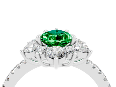White gold Pear Cut Cut Diamond Floral Halo Pave Band with Prong Setting_4