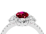 White gold Pear Cut Cut Diamond Floral Halo Pave Band with Prong Setting_4