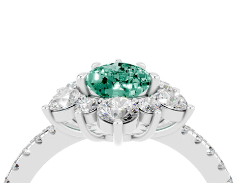 White gold Pear Cut Cut Diamond Floral Halo Pave Band with Prong Setting_4