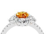 White gold Pear Cut Cut Diamond Floral Halo Pave Band with Prong Setting_4