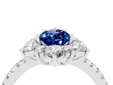 White gold Pear Cut Cut Diamond Floral Halo Pave Band with Prong Setting_4