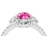 White gold Pear Cut Cut Diamond Floral Halo Pave Band with Prong Setting_4