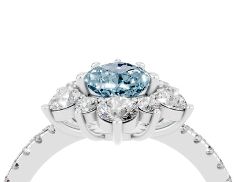 White gold Pear Cut Cut Diamond Floral Halo Pave Band with Prong Setting_4
