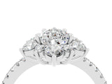 White gold Pear Cut Cut Diamond Floral Halo Pave Band with Prong Setting_4