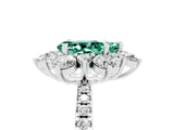 White gold Pear Cut Cut Diamond Floral Halo Pave Band with Prong Setting_5