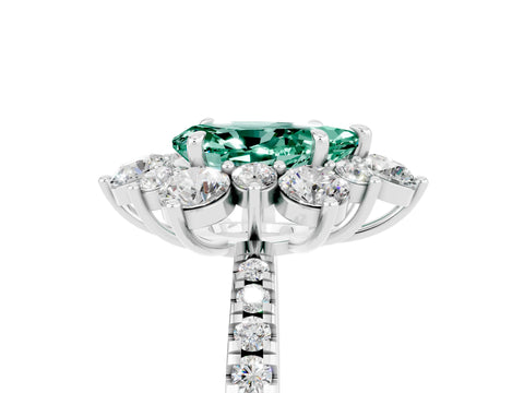 White gold Pear Cut Cut Diamond Floral Halo Pave Band with Prong Setting_5