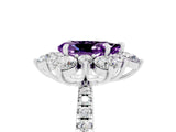 White gold Pear Cut Cut Diamond Floral Halo Pave Band with Prong Setting_5