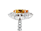 White gold Pear Cut Cut Diamond Floral Halo Pave Band with Prong Setting_5