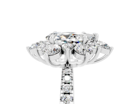White gold Pear Cut Cut Diamond Floral Halo Pave Band with Prong Setting_5