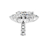 White gold Pear Cut Cut Diamond Floral Halo Pave Band with Prong Setting_5