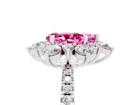 White gold Pear Cut Cut Diamond Floral Halo Pave Band with Prong Setting_5