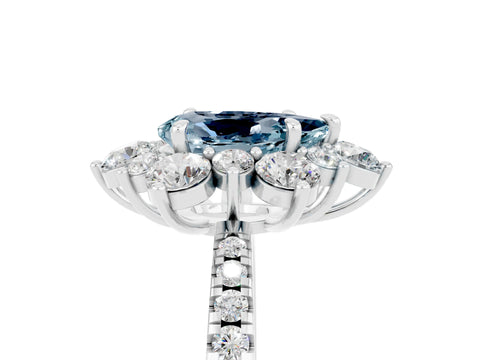 White gold Pear Cut Cut Diamond Floral Halo Pave Band with Prong Setting_5