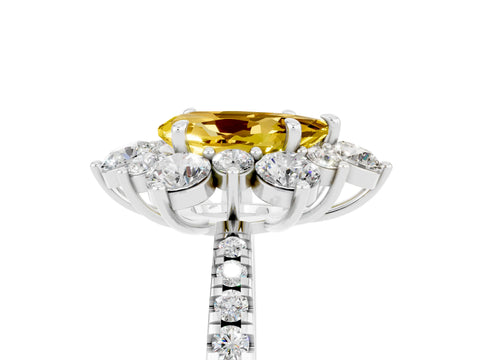 White gold Pear Cut Cut Diamond Floral Halo Pave Band with Prong Setting_5