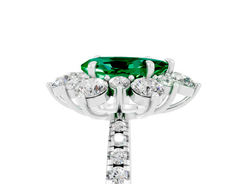 White gold Pear Cut Cut Diamond Floral Halo Pave Band with Prong Setting_5