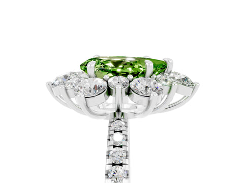White gold Pear Cut Cut Diamond Floral Halo Pave Band with Prong Setting_5