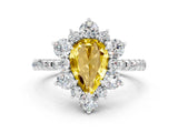 White gold Pear Cut Cut Diamond Floral Halo Pave Band with Prong Setting
