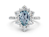 White gold Pear Cut Cut Diamond Floral Halo Pave Band with Prong Setting