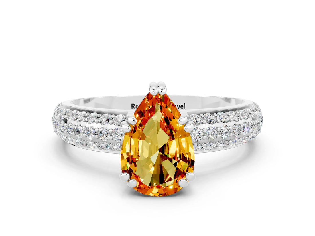 White gold Pear Cut Cut Diamond Milgrain Marquise Band with Prong Setting