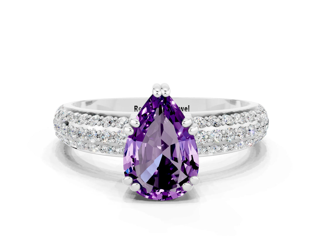 White gold Pear Cut Cut Diamond Milgrain Marquise Band with Prong Setting