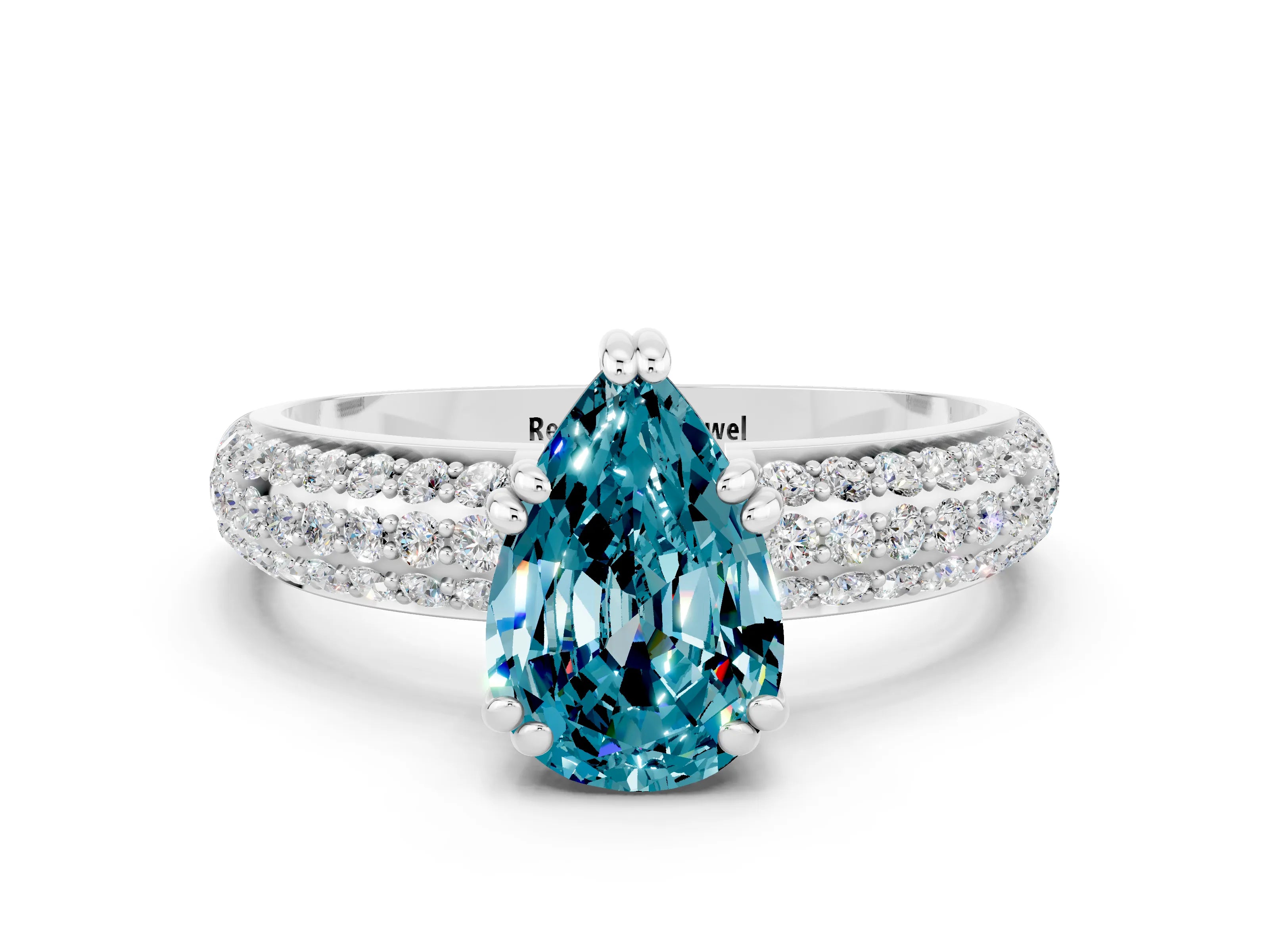 White gold Pear Cut Cut Diamond Milgrain Marquise Band with Prong Setting
